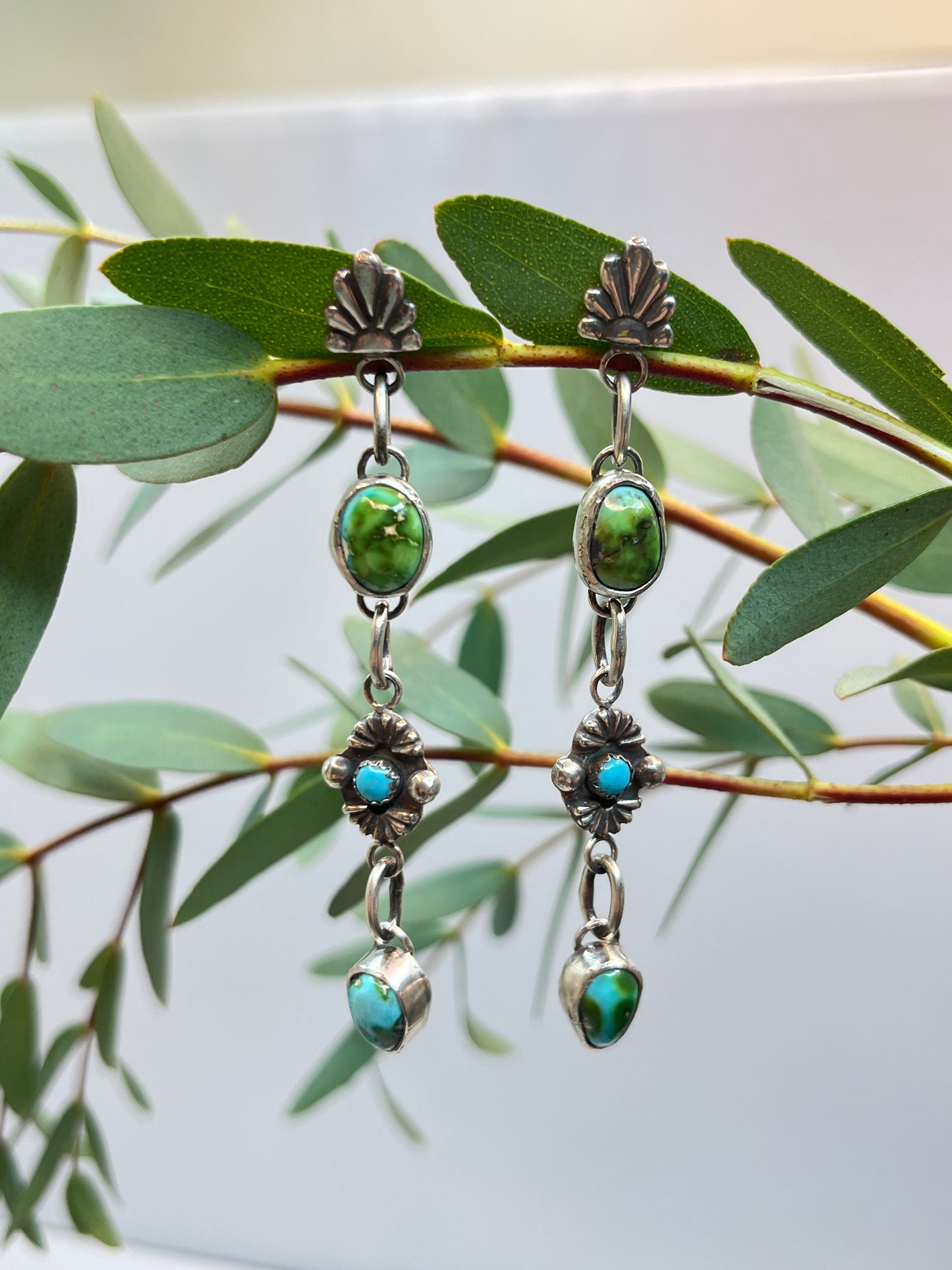 Sonoran Gold Turquoise Dangle Earrings | Stud Post