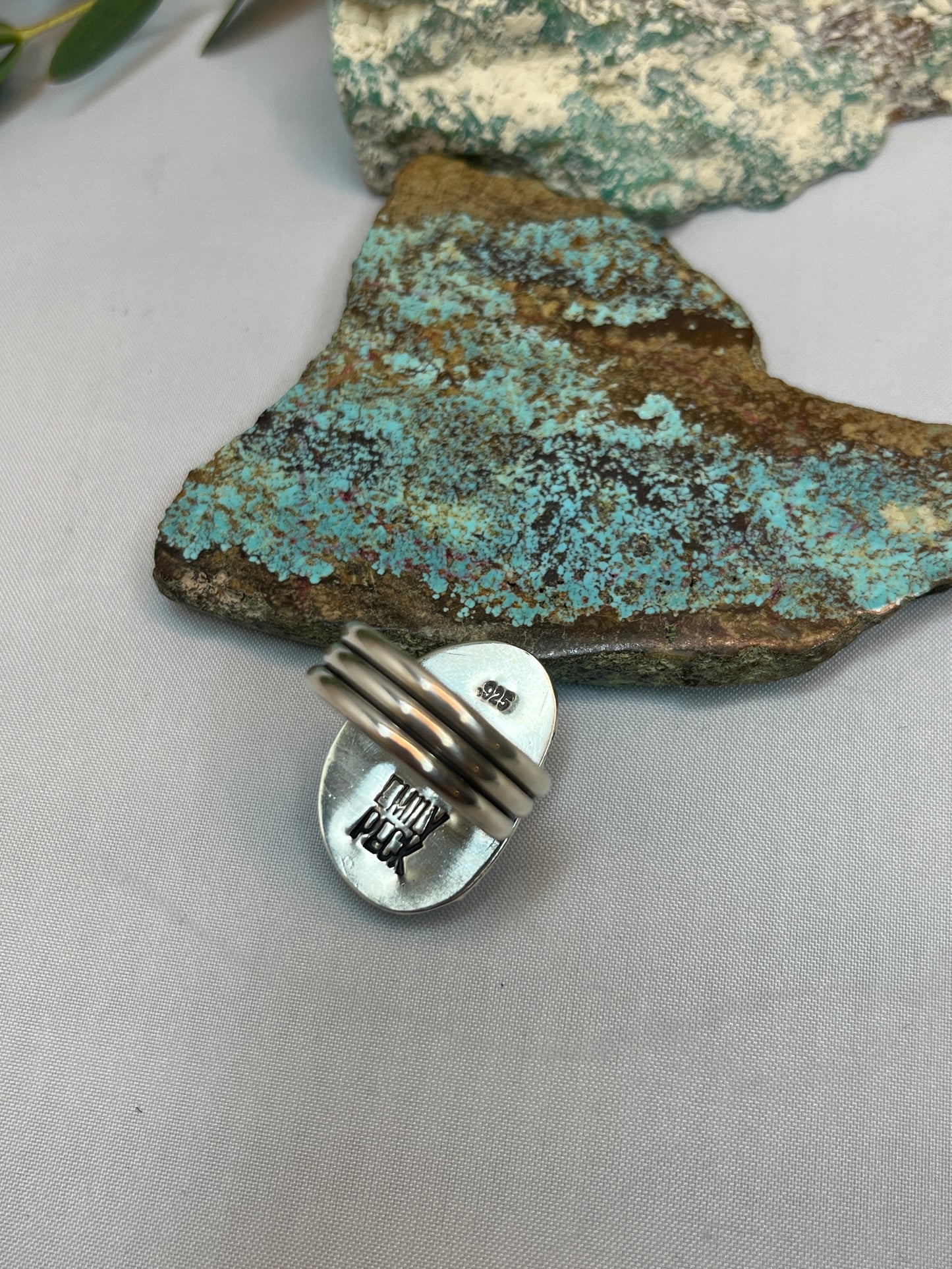 Blue Turquoise with Pyrite Ring | Size US 8