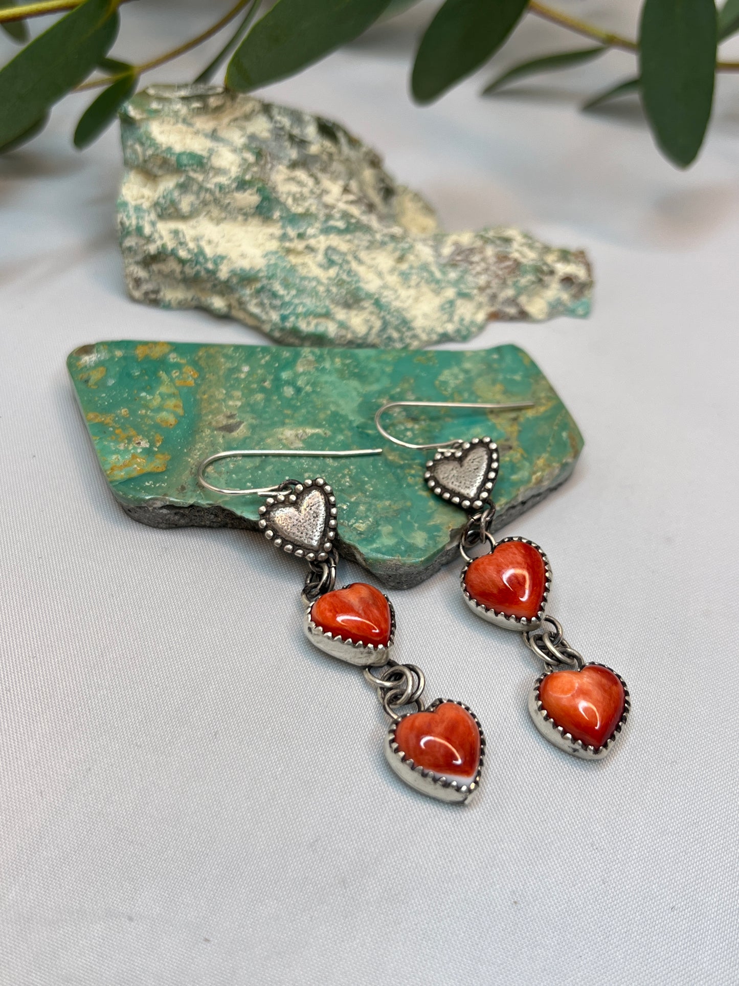 Spiny Oyster ♡ Heart Dangle Earrings | French Hook