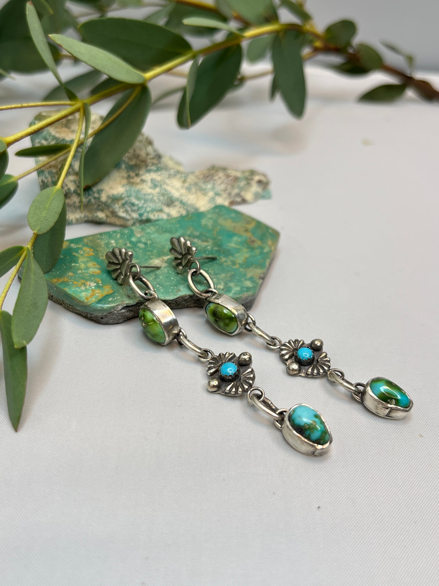 Sonoran Gold Turquoise Dangle Earrings | Stud Post