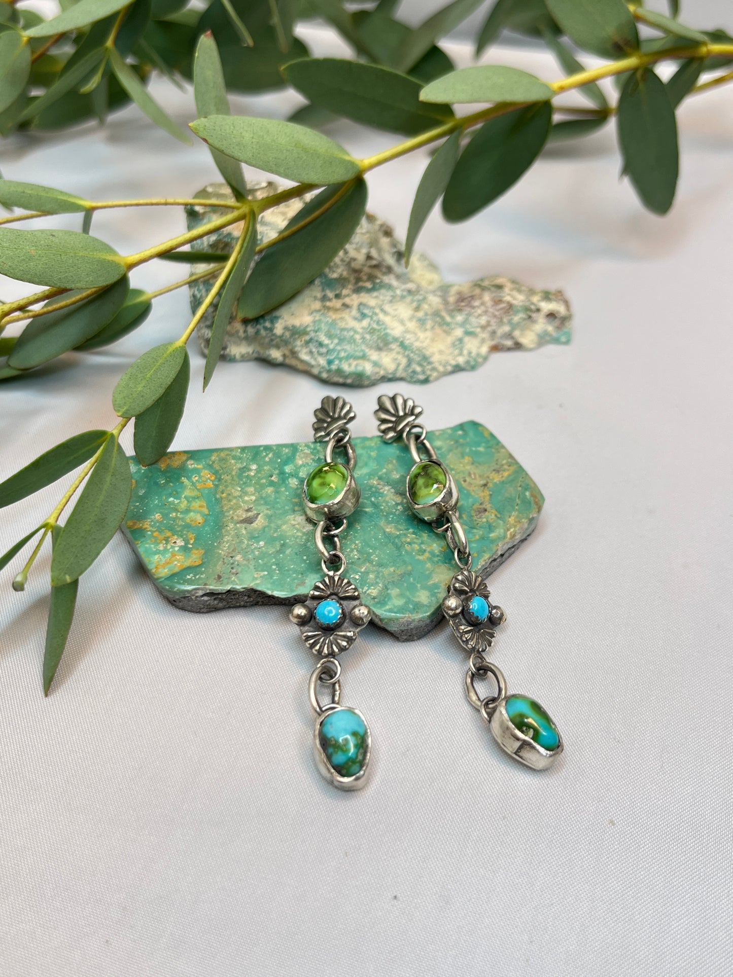 Sonoran Gold Turquoise Dangle Earrings | Stud Post