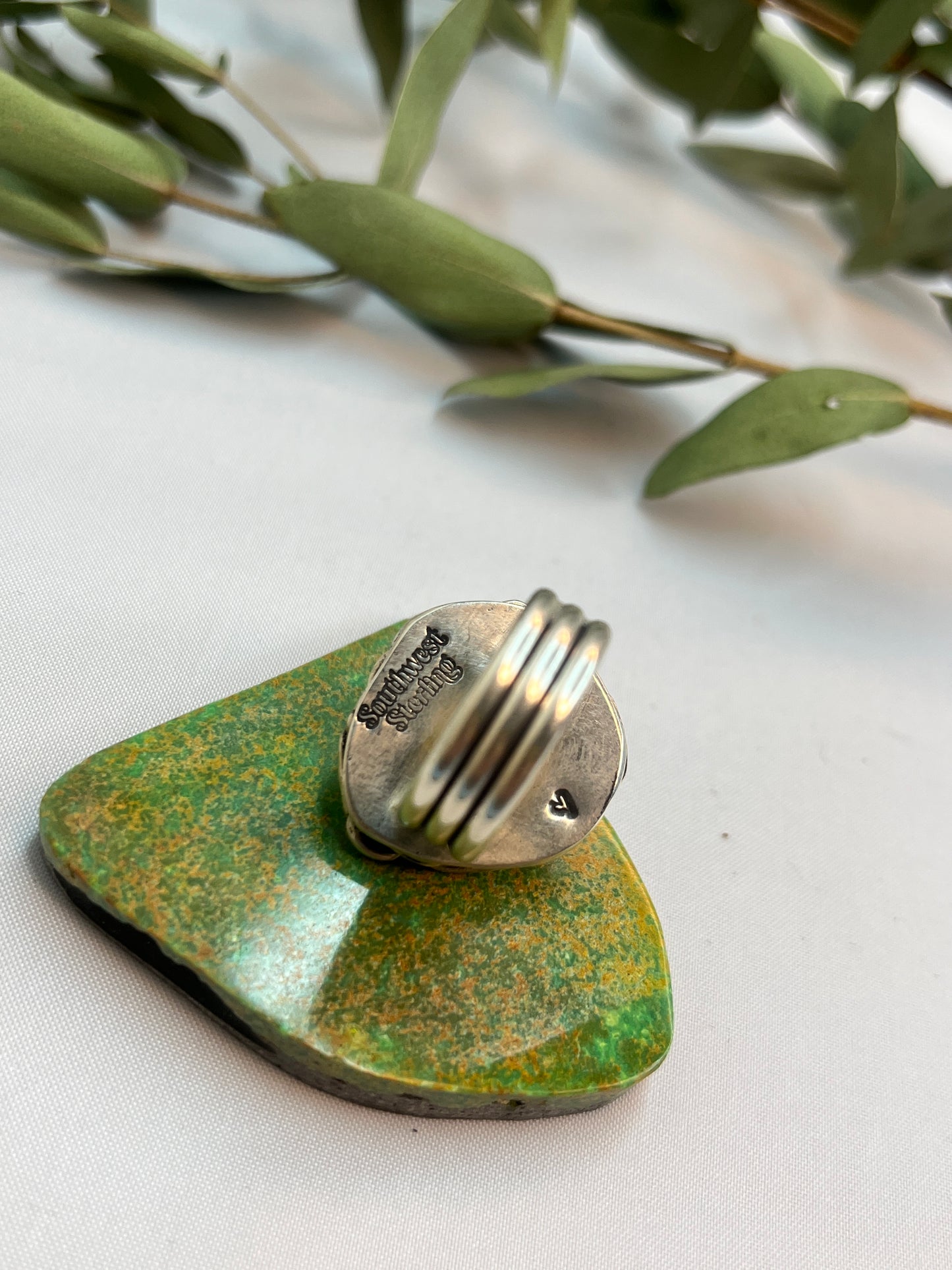 Black Onyx Heart Chain Ring | Size 7