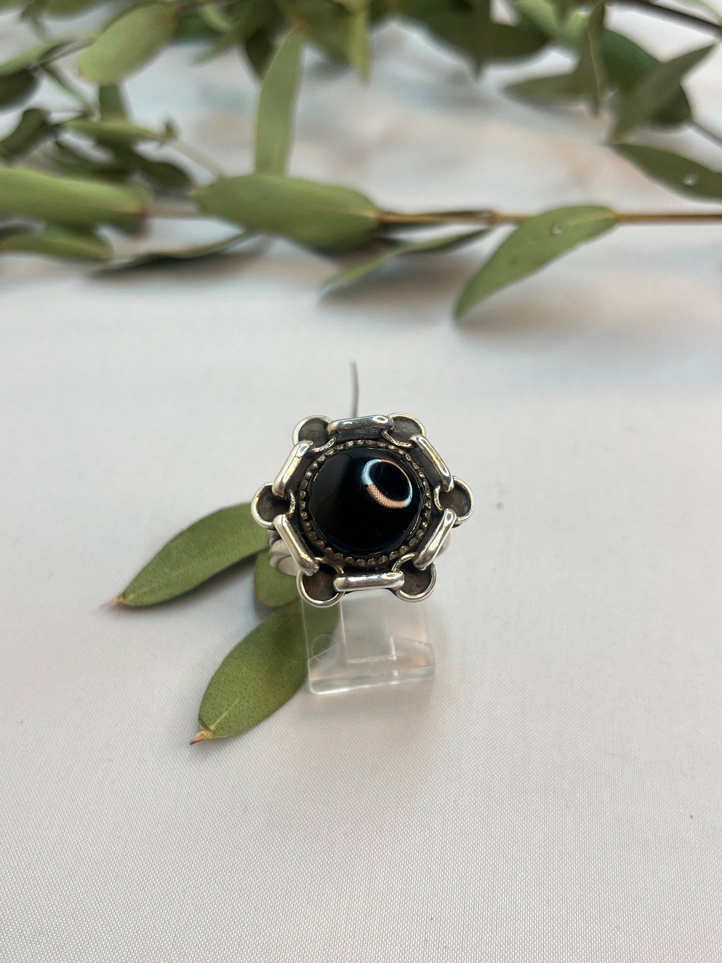 Black Onyx Chain Ring | Size 10