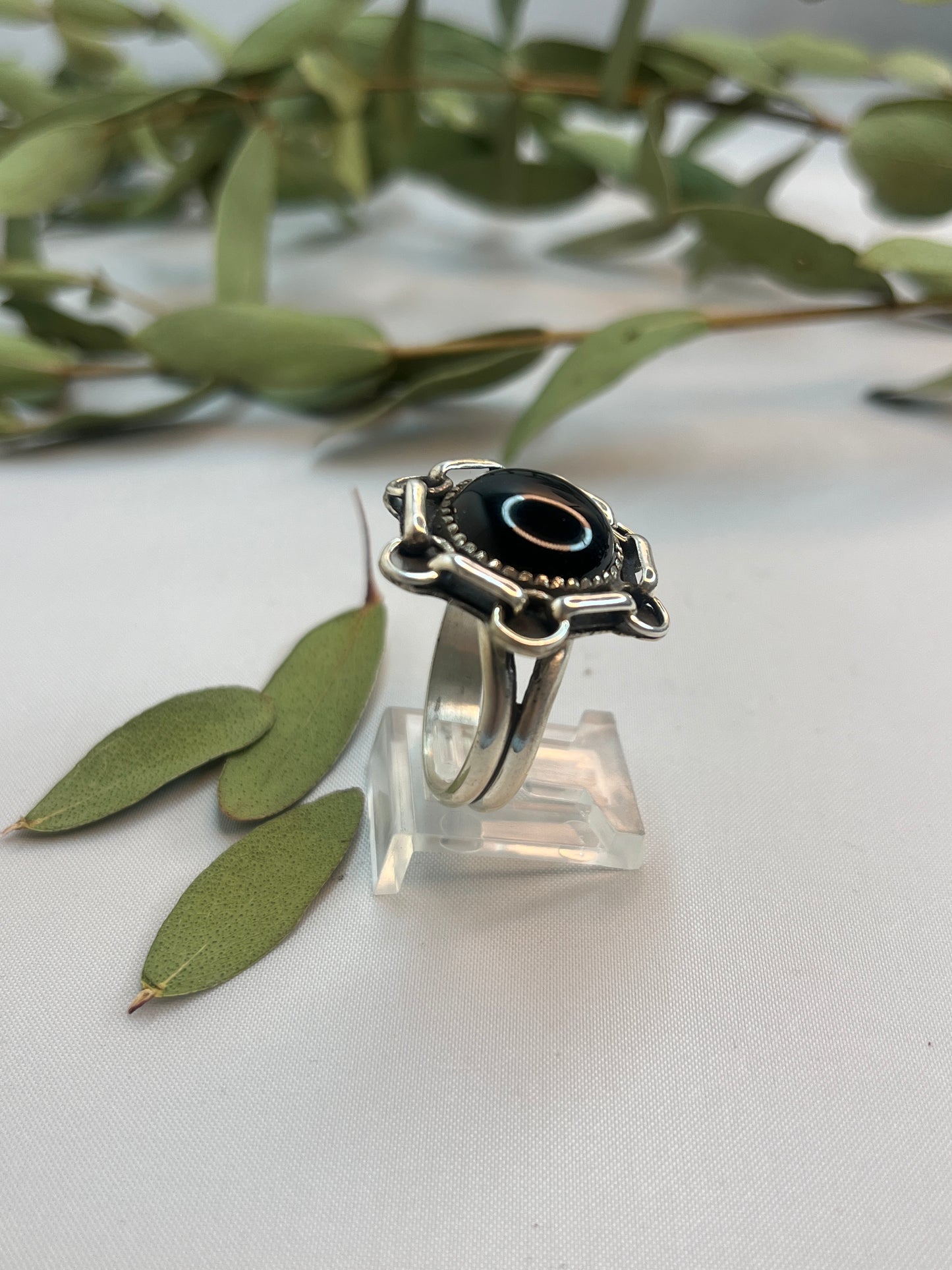 Black Onyx Chain Ring | Size 10