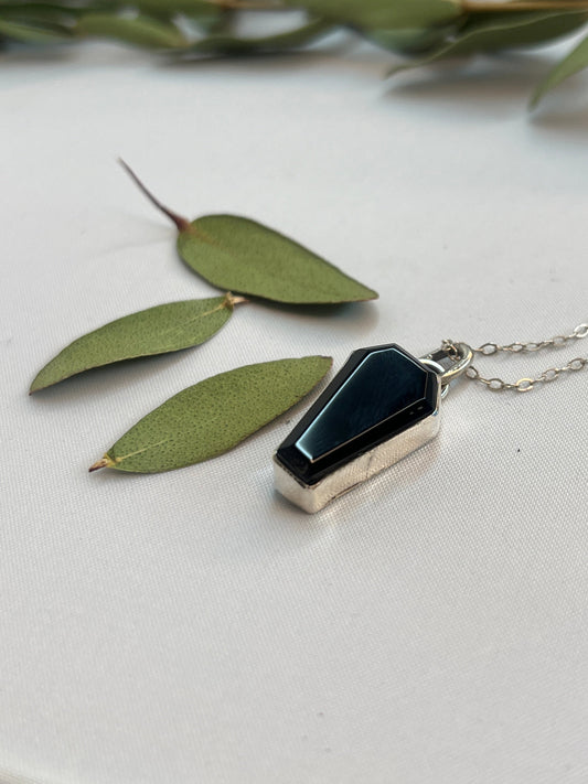 Black Onyx Coffin Cut Pendant