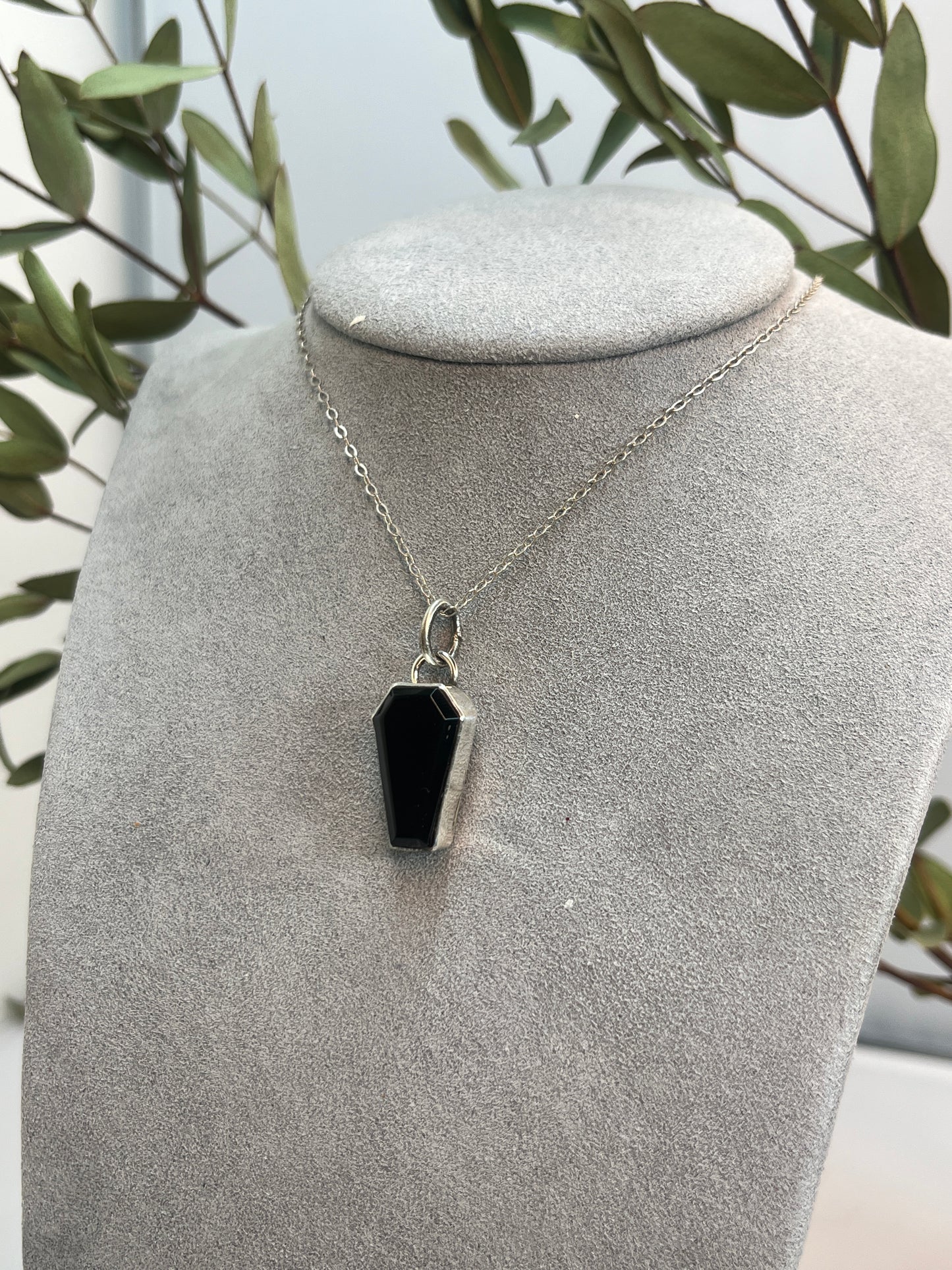 Black Onyx Coffin Cut Pendant