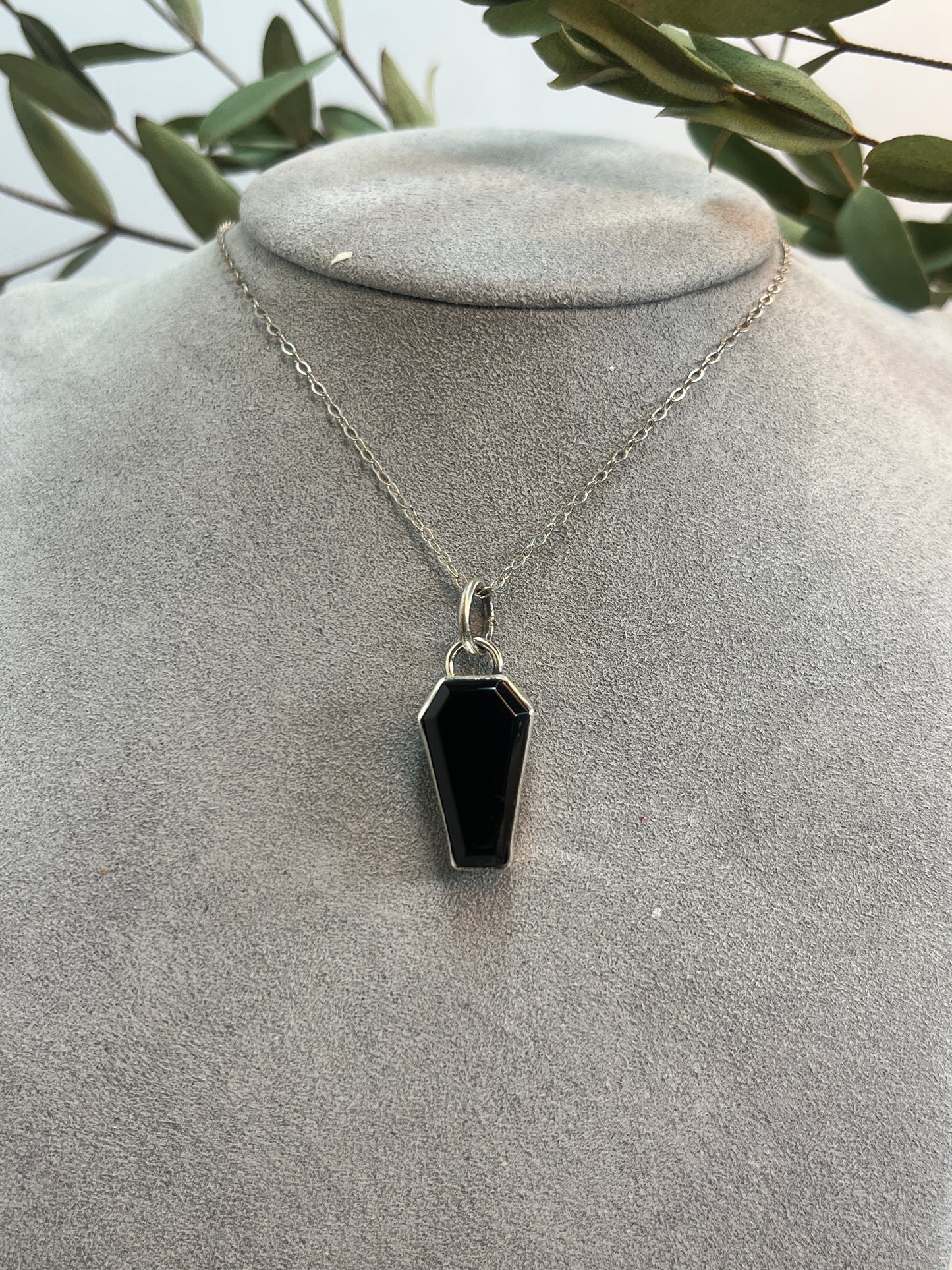 Black Onyx Coffin Cut Pendant