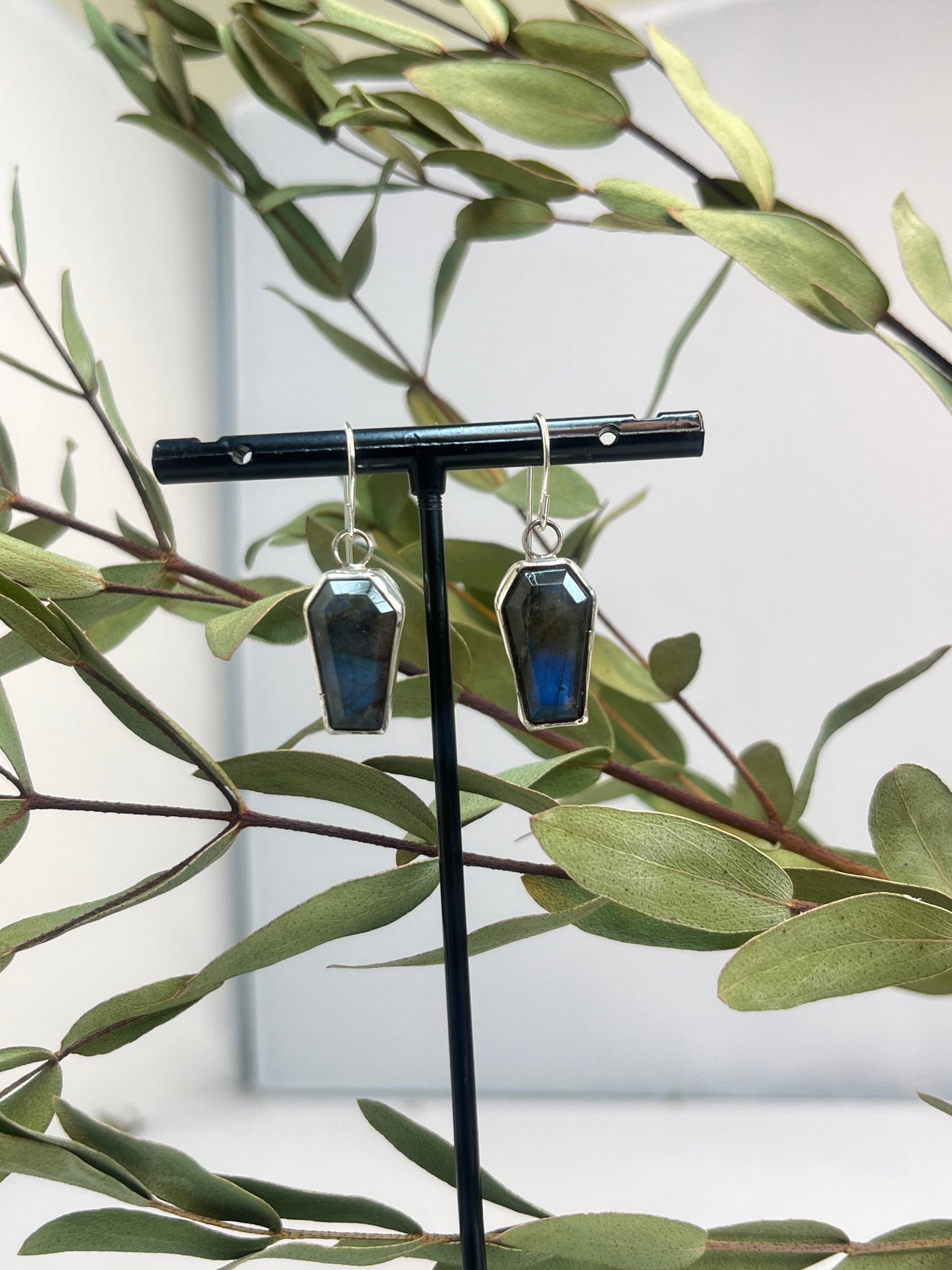 Labradorite Coffin Cut Earrings