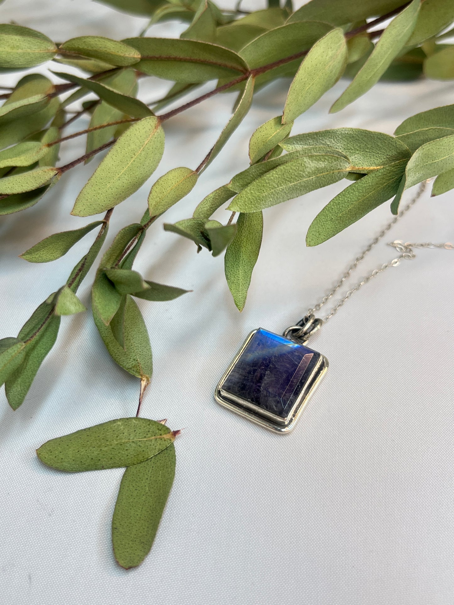 Moonstone Facet Cut Square Pendant