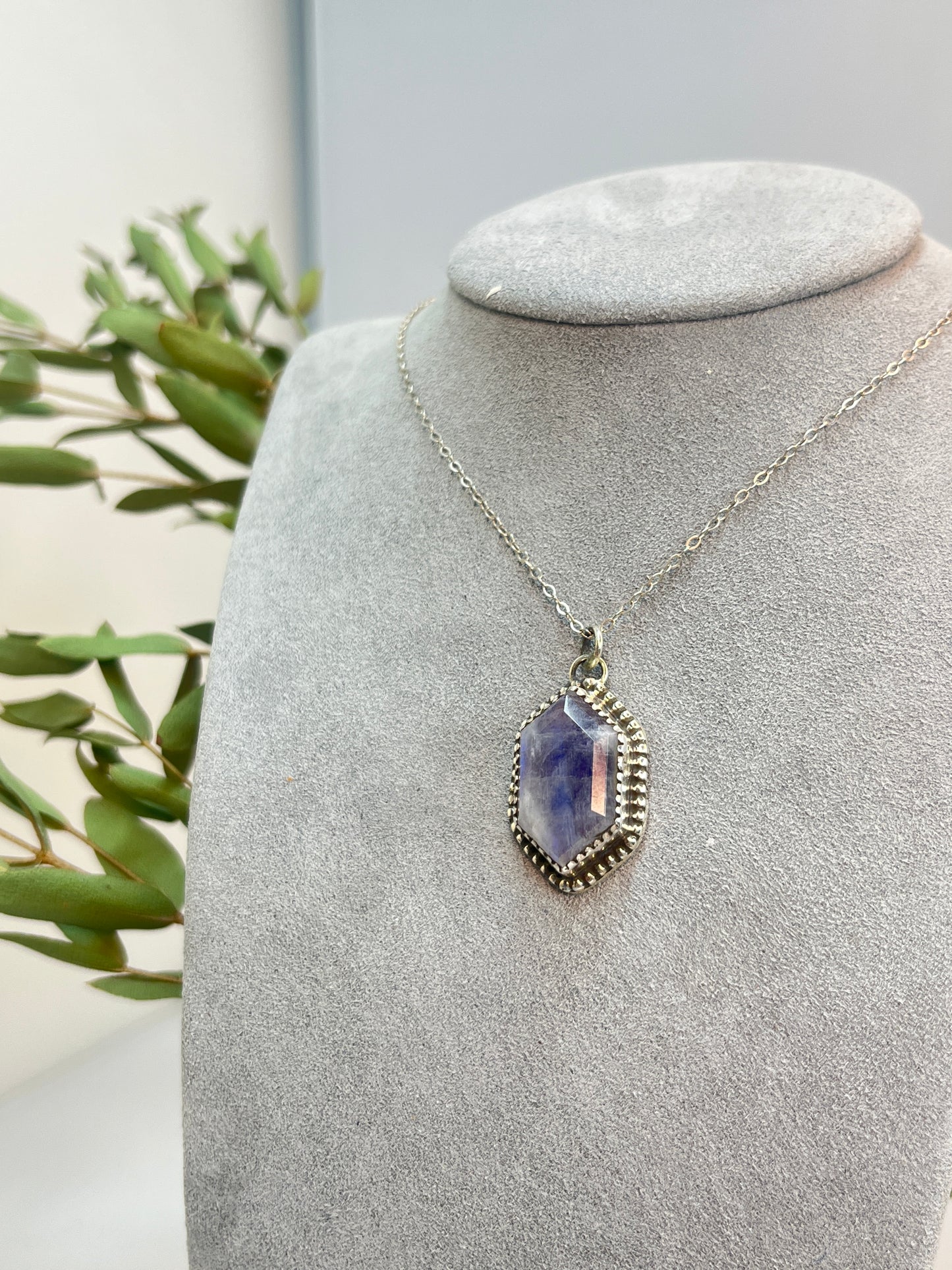 Moonstone Facet Cut Elongated Hexagon Pendant