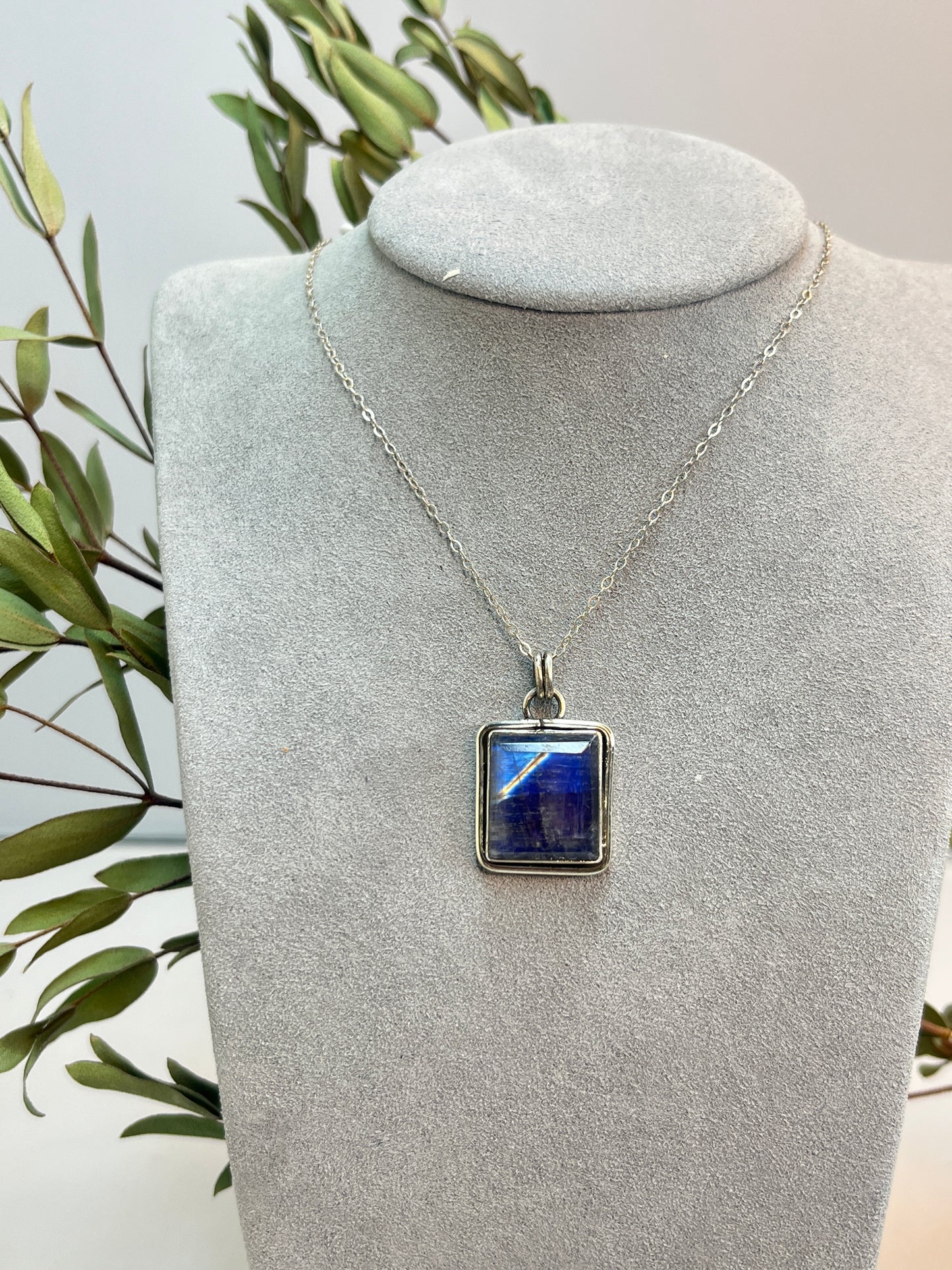 Moonstone Facet Cut Square Pendant