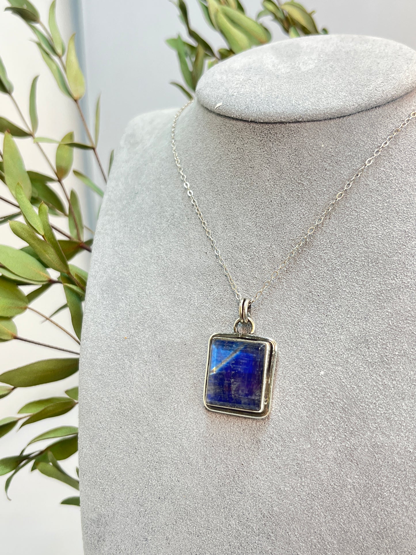 Moonstone Facet Cut Square Pendant